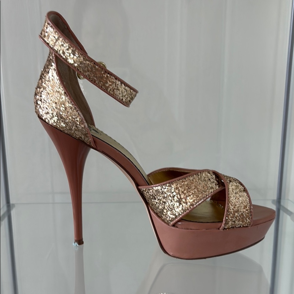 Shimmering Rose Gold Stiletto Heels